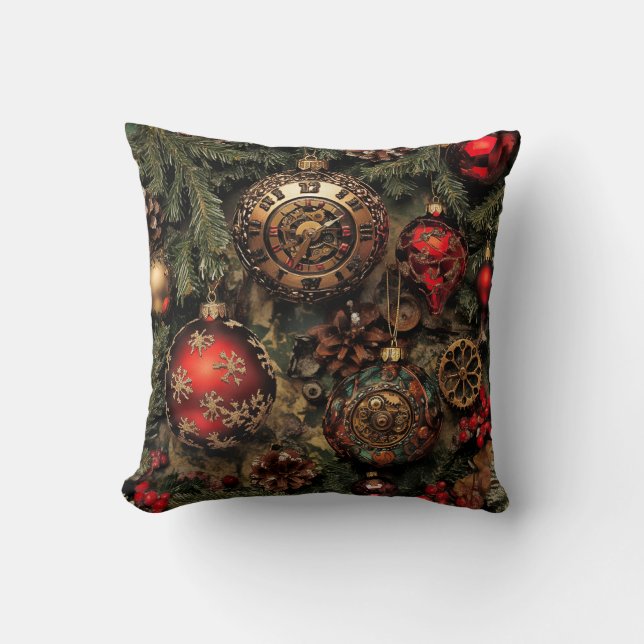 Steampunk Christmas Throw Pillow Kussen (Voorkant)