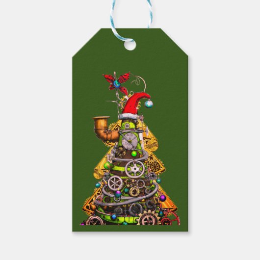 Steampunk Christmas Tree Cadeaulabel (Voorkant)