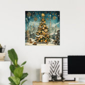 Steampunk Christmas Tree Poster (Thuiskantoor)