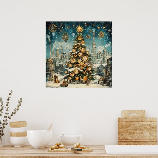 Steampunk Christmas Tree Poster (Keuken)
