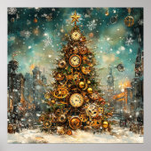 Steampunk Christmas Tree Poster (Voorkant)
