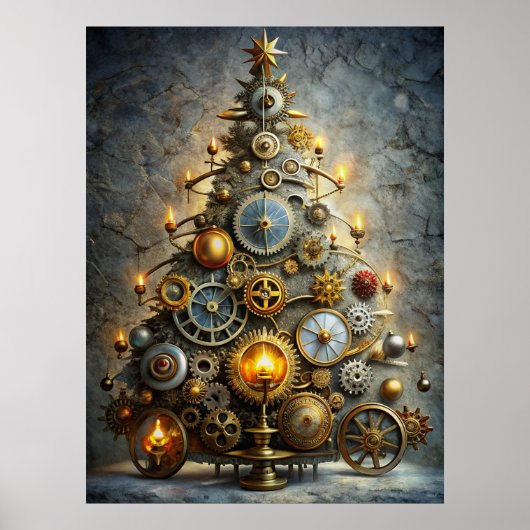 Steampunk Christmas Tree Poster (Devant)