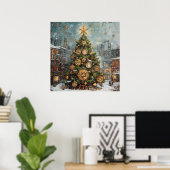 Steampunk Christmas Tree Poster (Thuiskantoor)