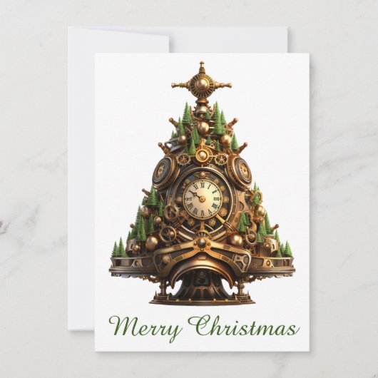 Steampunk Christmas Tree Wenskaart Notitiekaartje (Voorkant)