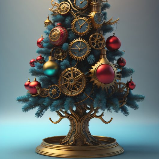 Steampunk Christmas tree with metal gears Tissuepapier