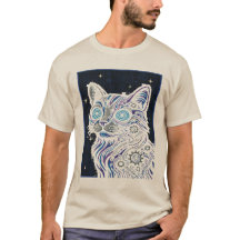 Steampunk Circuit Cat - Cyberpunk Feline Art T-shi
