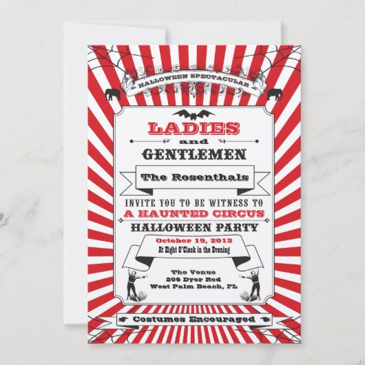 Steampunk Circus Halloween Party Invitation (Devant)
