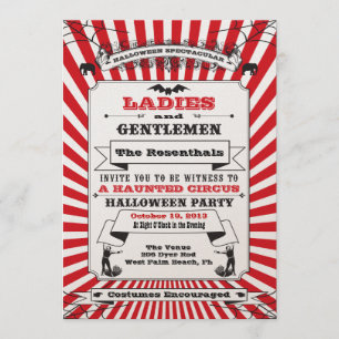 Steampunk Circus Halloween Party Invitation Kaart