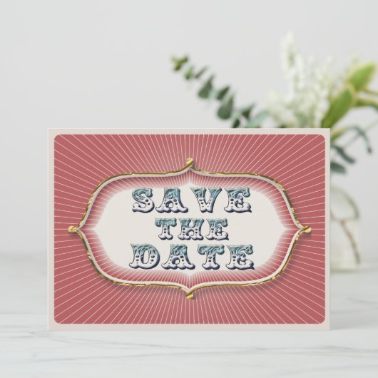 steampunk circus redt de datum save the date (Staand voorkant)