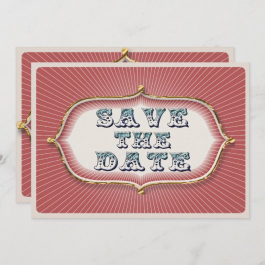 steampunk circus redt de datum save the date (Voorkant / Achterkant)