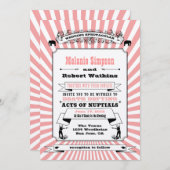 Steampunk Circus Weddenschap Roze Kaart (Voorkant / Achterkant)