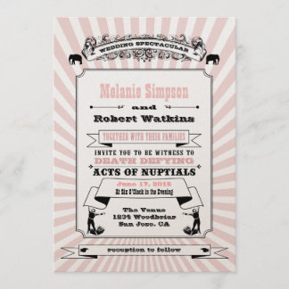 Steampunk Circus Wedding Invitation Blush Kaart