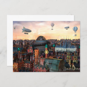 Steampunk City Buildings Briefkaart