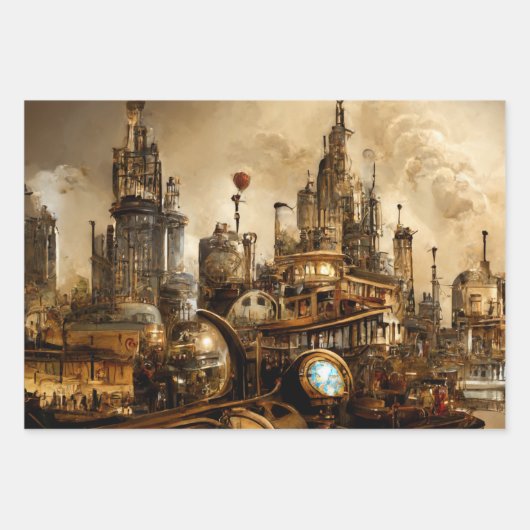 Steampunk City Inpakpapier Vel (Voorkant)