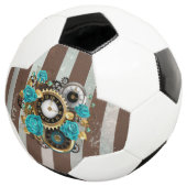 Steampunk Clock and Turquoise Roses on Striped (3/4)