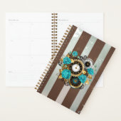 Steampunk Clock and Turquoise Roses on Striped (Devant avec enveloppe)