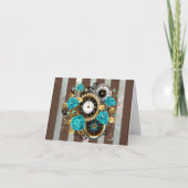 Steampunk Clock and Turquoise Roses on Striped (Devant)