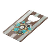 Steampunk Clock and Turquoise Roses on Striped (Dos Angle)
