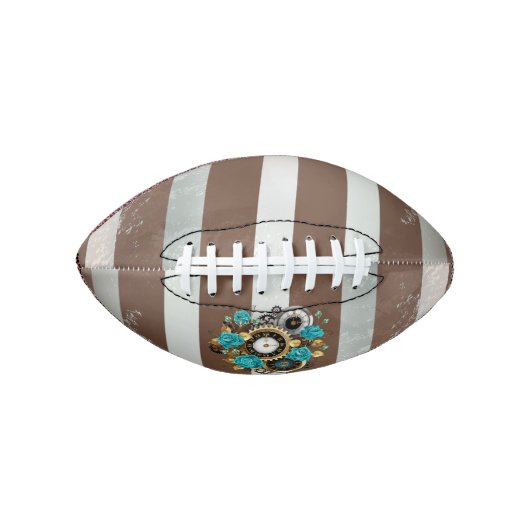 Steampunk Clock- en Turquoise-Rozen op gestreept American Football (Voorkant)
