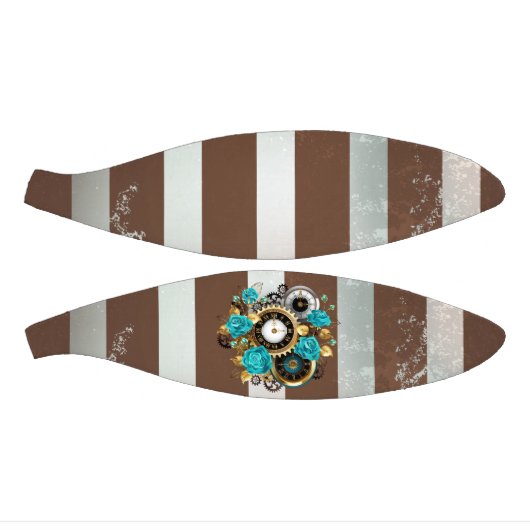 Steampunk Clock- en Turquoise-Rozen op gestreept Basketbal (Panelen)