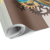 Steampunk Clock- en Turquoise-Rozen op gestreept Cadeaupapier (Rol Hoek)