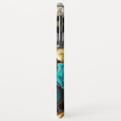 Steampunk Clock- en Turquoise-Rozen op gestreept Case-Mate iPhone Case (Achterkant/links)