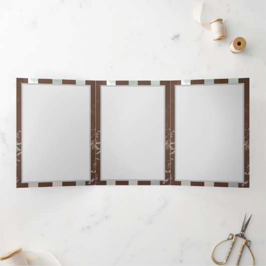 Steampunk Clock- en Turquoise-Rozen op gestreept Drieluik Aankondiging (Binnen)