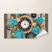 Steampunk Clock- en Turquoise-Rozen op gestreept Handdoek (Handdoek)