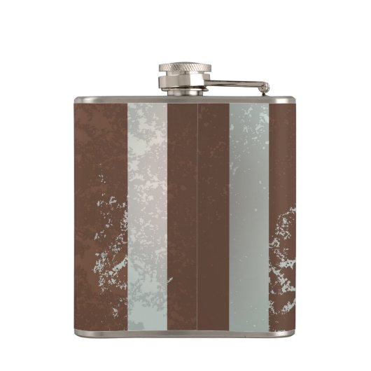 Steampunk Clock- en Turquoise-Rozen op gestreept Heupfles (Achterkant)