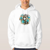 Steampunk Clock- en Turquoise-Rozen op gestreept Hoodie (Voorkant)