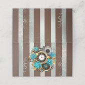 Steampunk Clock- en Turquoise-Rozen op gestreept Klantenkaartje (Buitenkant ongevouwen)