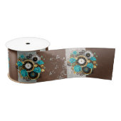 Steampunk Clock- en Turquoise-Rozen op gestreept Lint (Spoel)