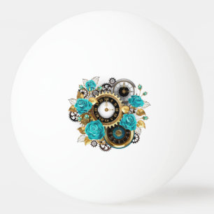 Steampunk Clock- en Turquoise-Rozen op gestreept Pingpongballen
