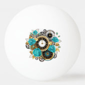 Steampunk Clock- en Turquoise-Rozen op gestreept Pingpongballen (Voorkant)