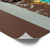 Steampunk Clock- en Turquoise-Rozen op gestreept Poster (Hoek)