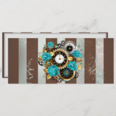 Steampunk Clock- en Turquoise-Rozen op gestreept Programma (Voorkant / Achterkant)