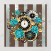 Steampunk Clock- en Turquoise-Rozen op gestreept Programma (Voorkant)