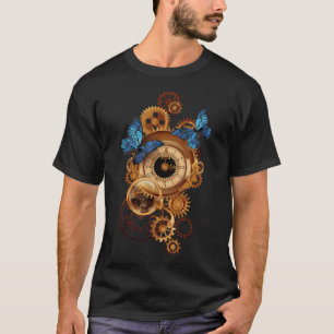 Steampunk Clock Gear and Butterflies  Retro T-shirt