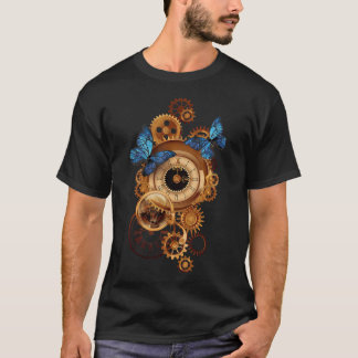 Steampunk Clock Gear and Butterflies Retro T-shirt