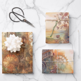 Steampunk Clock Gear Towers inpakpapier