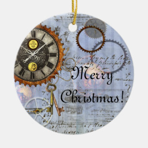 Steampunk Clock-kerstversiering Keramisch Ornament