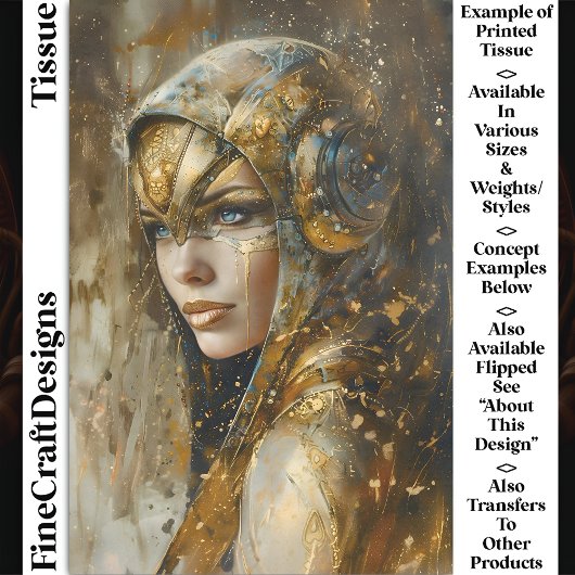 Steampunk Clockpunk Metallic Woman CV3 Decoupage Tissuepapier