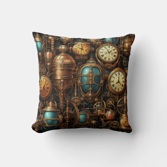 Steampunk Clocks Sierkussen (Voorkant)