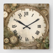 Steampunk Clocks Wall Clock Vierkante Klok (Voorkant)