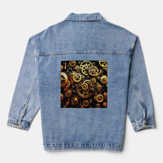 Steampunk Clockwork Gears 1004 Denim Jacket (Achterkant)