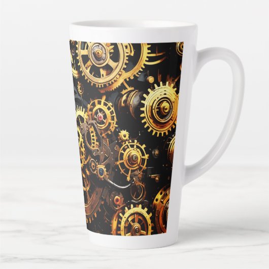Steampunk Clockwork Gears 1004 Latte Mok (Rechts)