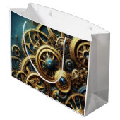 Steampunk Clockwork Gold en Blauwgroen Groot Cadeauzakje (Achterkant Gekanteld)