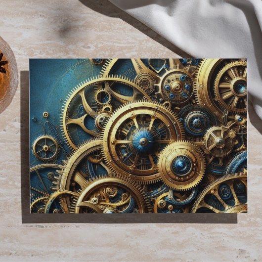 Steampunk Clockwork Gold en Blauwgroen Tissuepapier