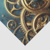 Steampunk Clockwork Gold en Blauwgroen Tissuepapier (Detail)