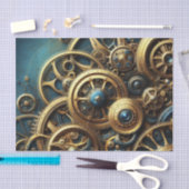 Steampunk Clockwork Gold en Blauwgroen Tissuepapier (Craft)